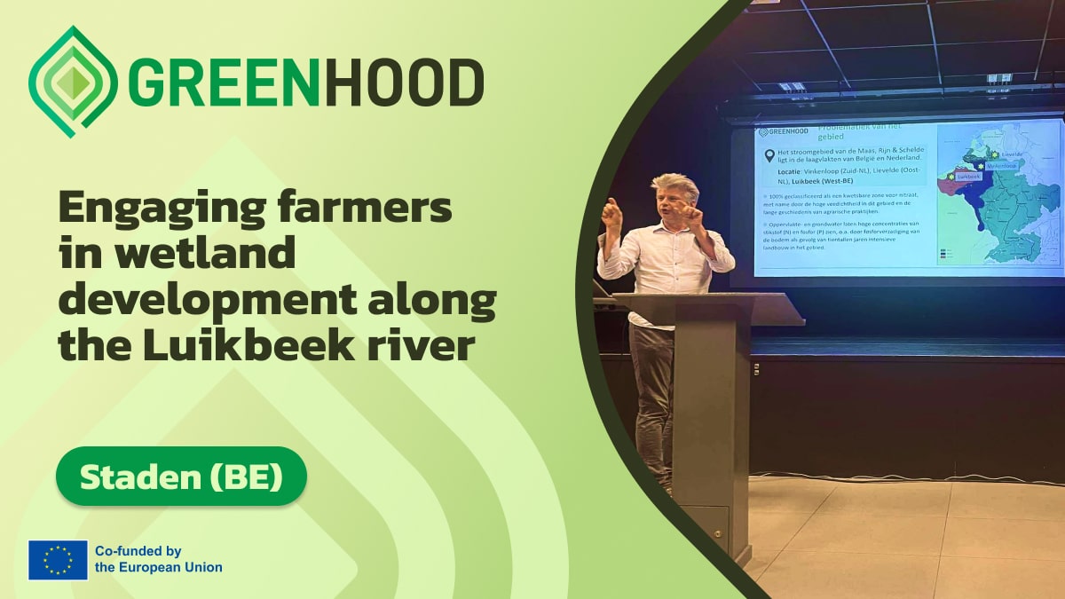 Banner with the following text "Engaging farmers in wetland development along the Luikbeek river"