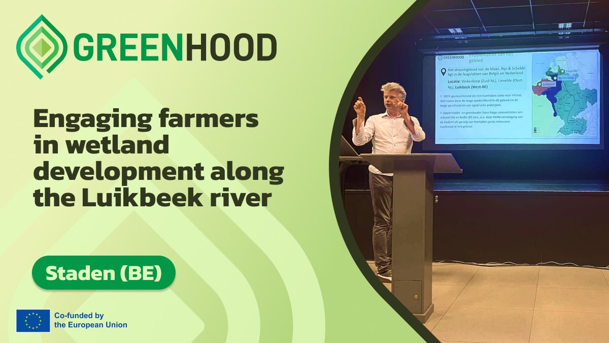 Banner with the following text "Engaging farmers in wetland development along the Luikbeek river"